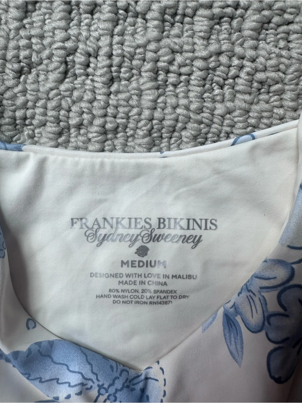 Frankies Bikinis Sydney Sweeney Blue Floral/butterfly One piece